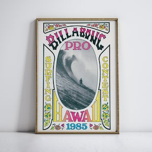 1985 BILLABONG Surfing Poster, Wall art, Home decor, Vintage Surfing Poster, Retro Surf Print, Surfing Poster, 1985 Billabong.