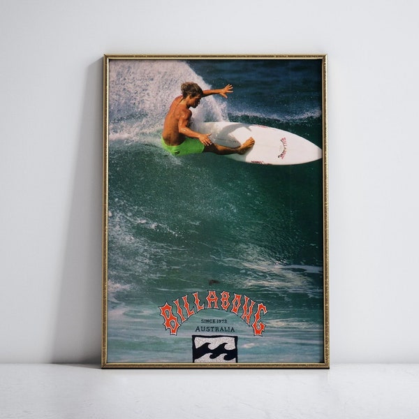 1990 BILLABONG Surfing Poster, Wall art, Home decor, Vintage Surfing Poster, Retro Surf Print, Surfing Poster, 1990, Billabong.