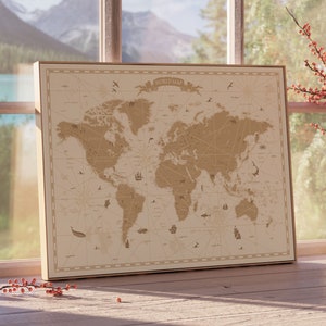 Plakat Mapa Świata, Sztuka Ścienna, Wydruk Plakatu, Dekoracja Ścienna, Mapa Świata, Kartografia, Geografia, Minimalistyczny Design, Sztuka Współczesna
