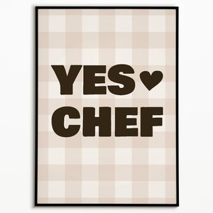 Affiche Yes Chef : typographie de cuisine Impression artistique