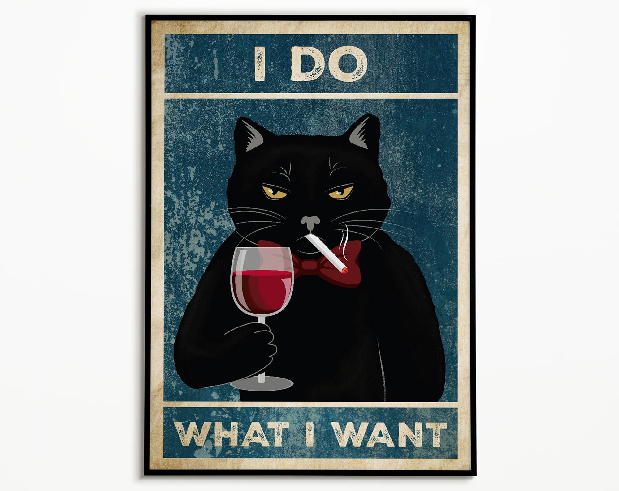 Cat Poster, Cat Portrait, Unique Gift, Funny Cat Poster, Wall Art, Home Decor, Boss Cat, Black Cats Poster, Funny Art, Funny Wall Art
