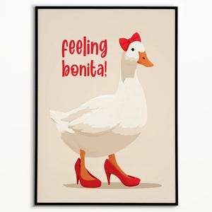 Funny Duck Art Print: Goose in Heels - Bathroom & Bedroom Decor