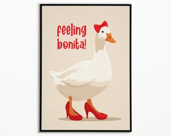 Funny Duck Art Print: Goose in Heels - Bathroom & Bedroom Decor
