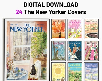 Digital Download - 24 Different Prints, Instant Download, New Yorker Magazine Poster, New Yorker Poster, Vintage, Magazine Cover, New Yorker