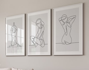 Woman Line Art Poster Set: Modern Female Body Prints