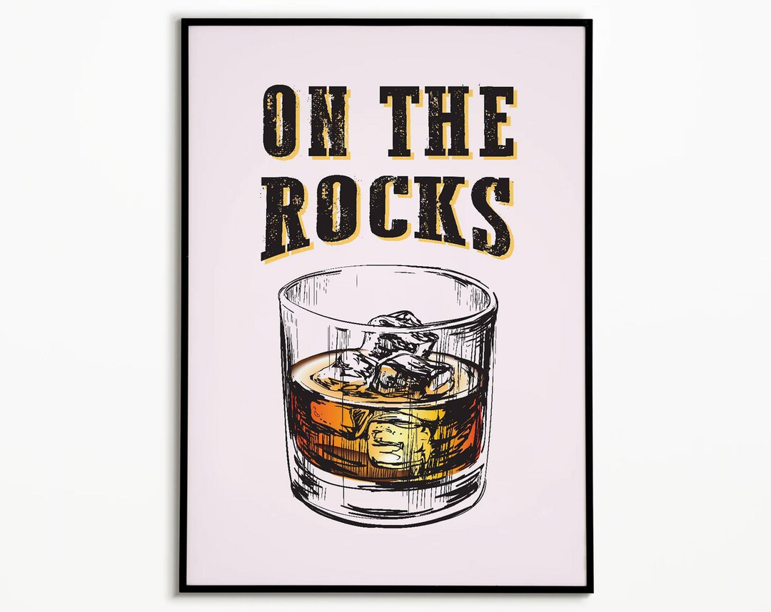Whiskey Print, on the Rocks Print, Bar Restaurant Decor, Whiskey Poster ...