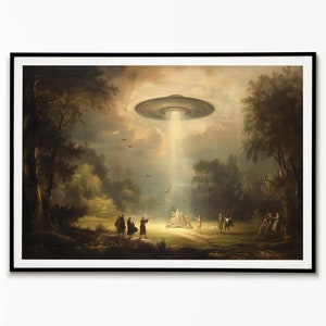 Victorian Landscape UFO Art Print: Eclectic Vintage Painting (Printable Wall Art)