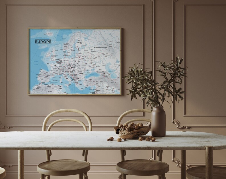 A Map of Europe Poster, Wall Art, Poster Print, Wall Decor, Europe Map