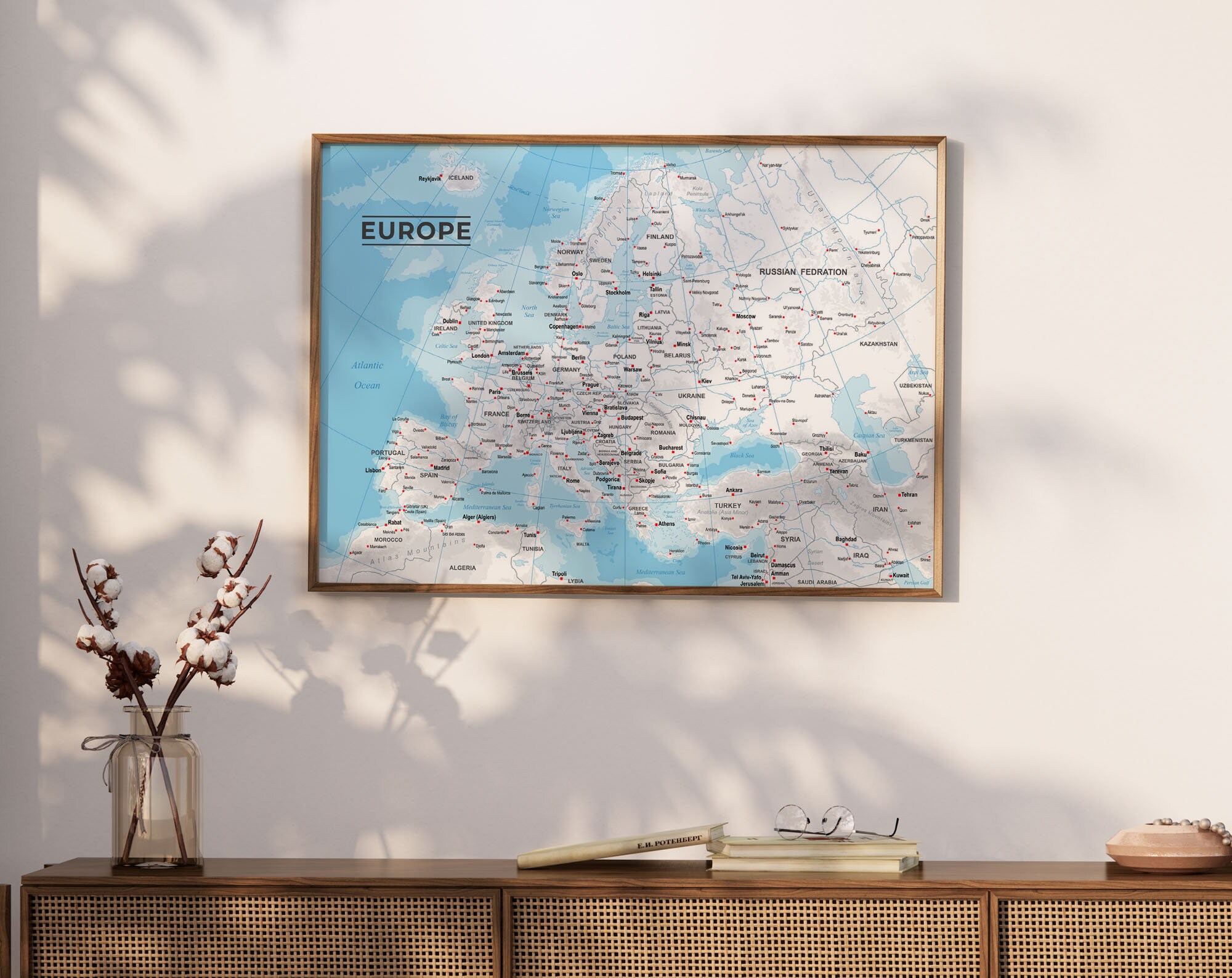 A Map of Europe Poster, Wall Art, Poster Print, Wall Decor, Europe Map