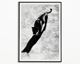 Impresión artística de guepardo: póster de moda en blanco y negro