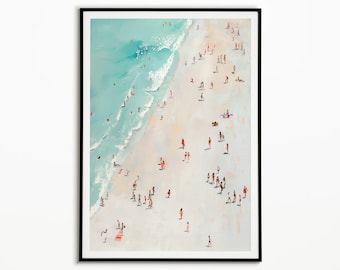 Blue Beach Print: Summer Ocean Scene, Beach House Decor