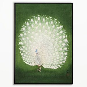 Vintage Peacock Art Print: Elegant Japanese Wall Decor