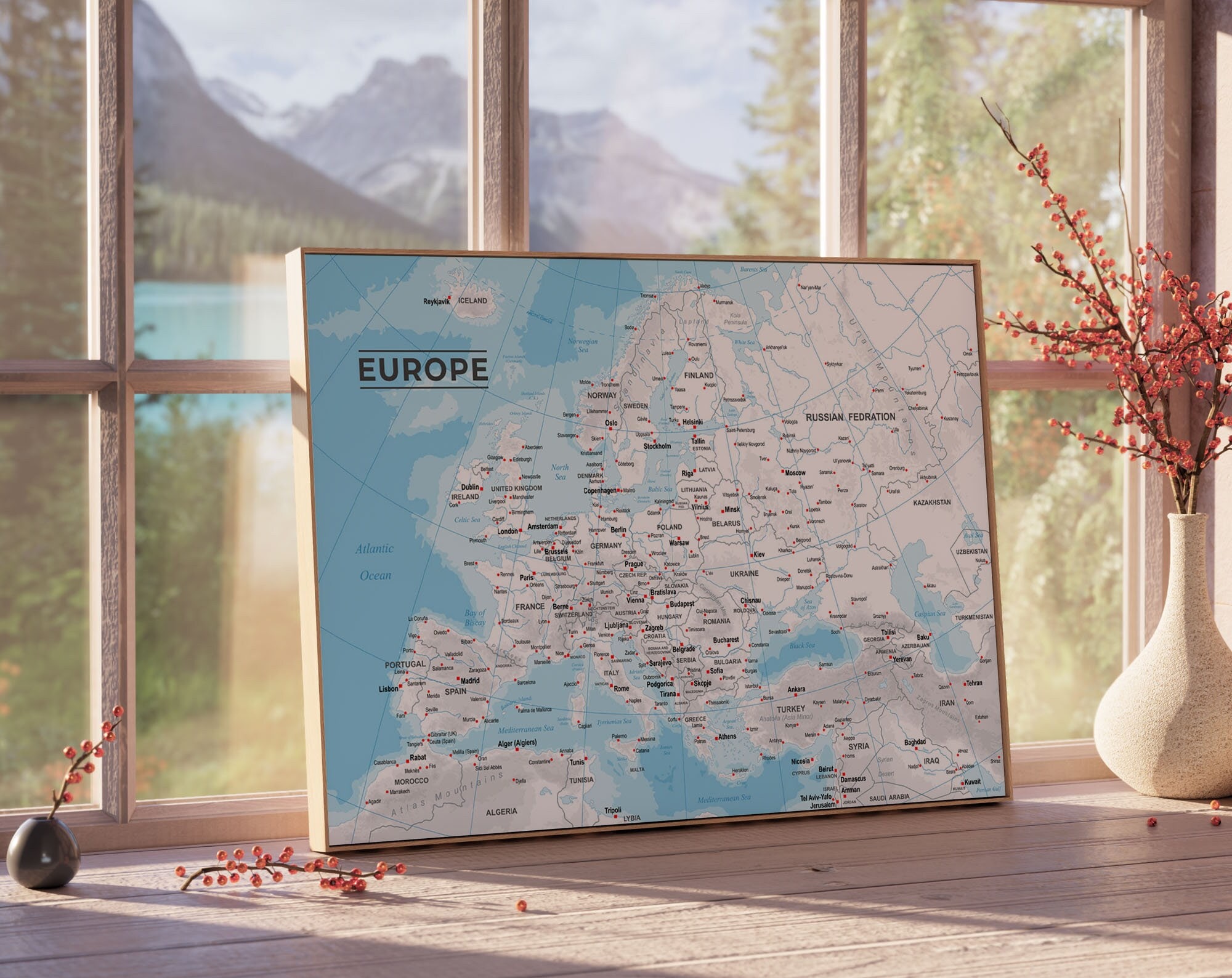 A Map of Europe Poster, Wall Art, Poster Print, Wall Decor, Europe Map