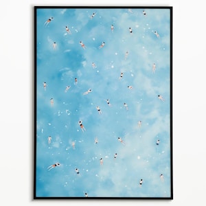 Swimmers Poster, Swimming Artwork, Ocean Print, Summer Art Print, Bathroom Decor, Ocean Print, Swimming Poster, Tiny People Swimming