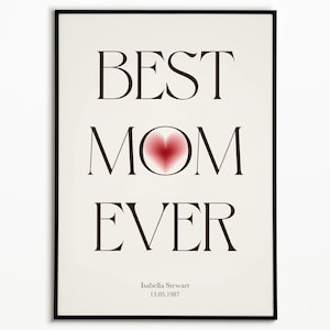 Best Mom Ever Custom Print, Personalized Mother&#39;s Day Poster, Gift for Mom from Kids, Birthday Present for Mother, Wall Art