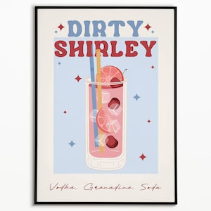 Dirty Shirley Poster, Pink Cocktail Wall, Pink Wall Art, Cocktail Wandkunst, Ästhetisches Poster, Pink Women Poster, Wohnheim Wandkunst, Women Art