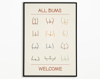 Body Positive Butt Art Print: Funny Bathroom Wall Decor