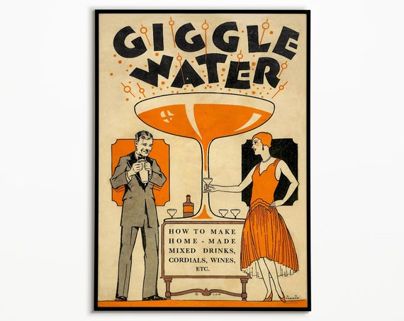 Giggle Water Print: Vintage Martini Bar Cart Decor - Etsy
