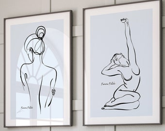Stampa artistica minimalista con linee del corpo femminile: poster di figure femminili