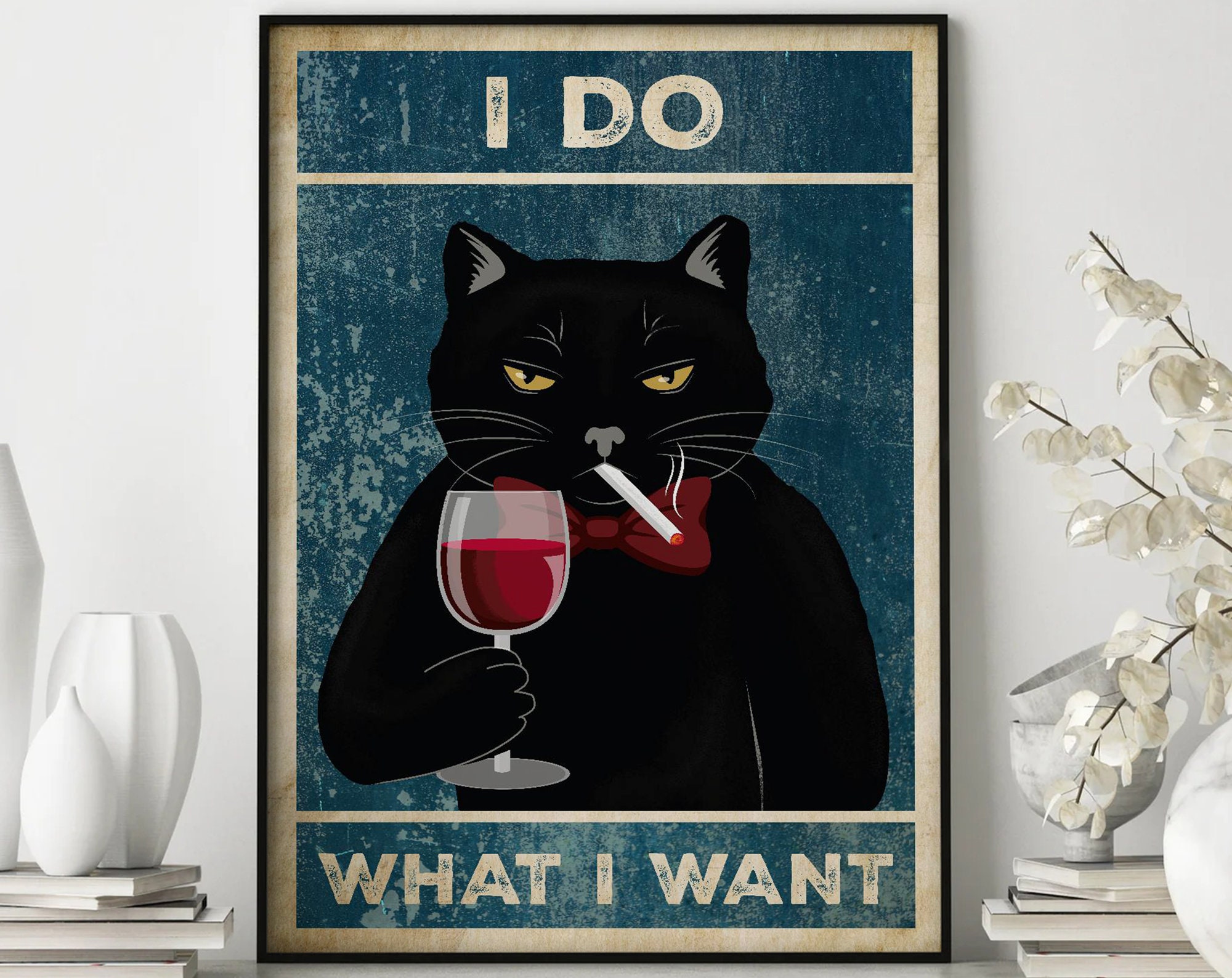 Cat Poster, Cat Portrait, Unique Gift, Funny Cat Poster, Wall Art, Home Decor, Boss Cat, Black Cats Poster, Funny Art, Funny Wall Art
