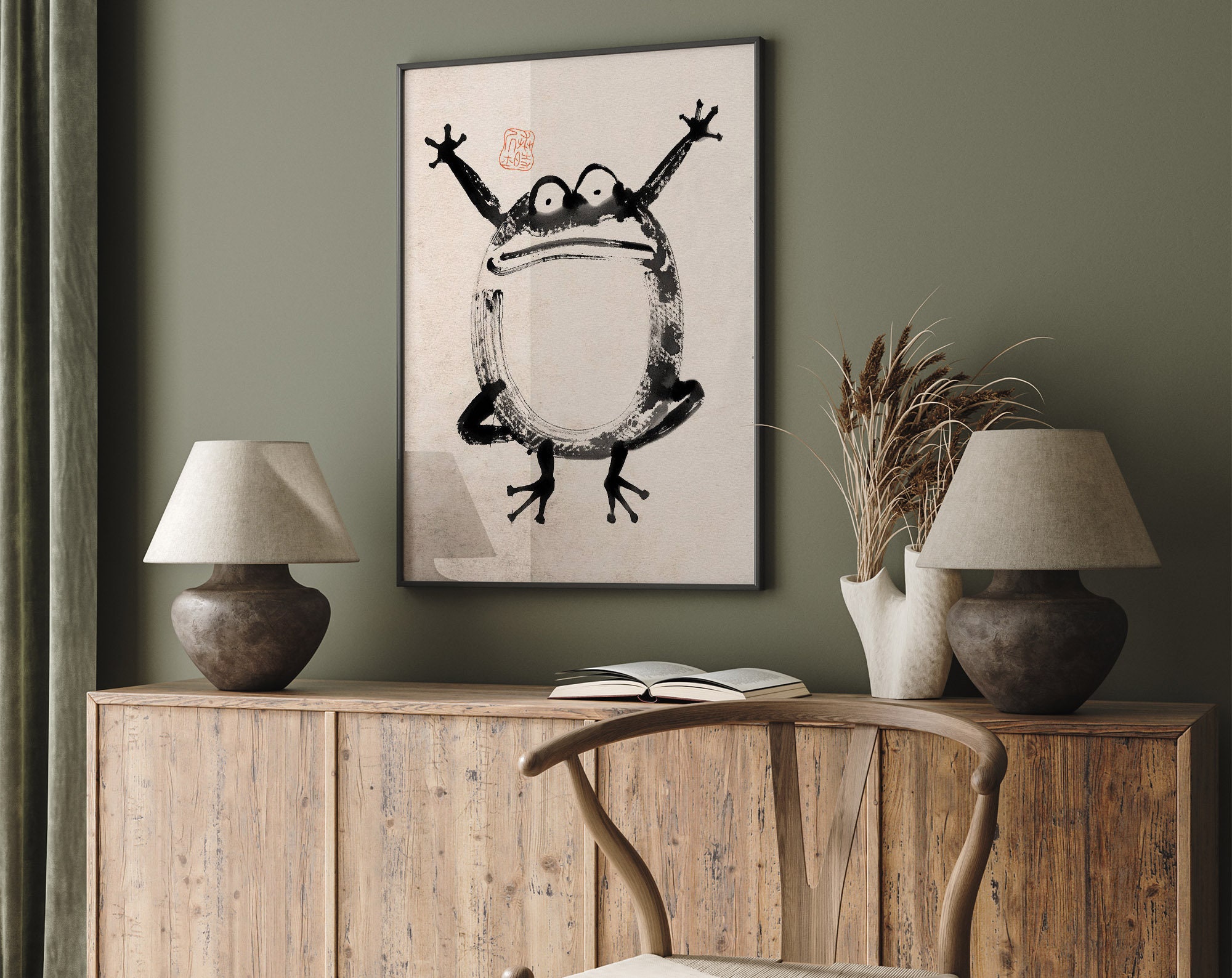 Vintage Ukiyo-e Frog Print: Japanese Woodblock Art (matsumoto Hoji