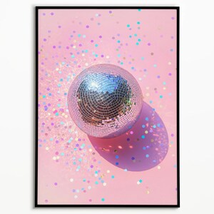 Pink Disco Ball Art Print: Funky Mirror Ball Wall Decor