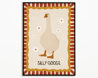 Silly Goose Art Print: Quirky Kids Room Wall Decor
