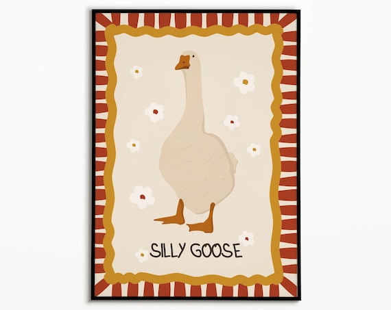 Silly Goose Art Print: Quirky Kids Room Wall Decor