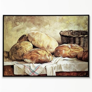 Sourdough Bread Still Life Poster: Vintage Kitchen Wall Art