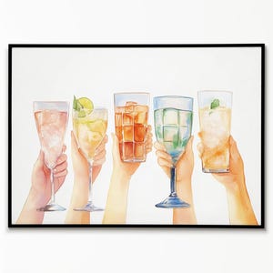 Barwagen print gejuich poster, gejuich print, alcohol print, keuken kunst, alcohol kunst aan de muur, kunst bar kar, bar kar decor