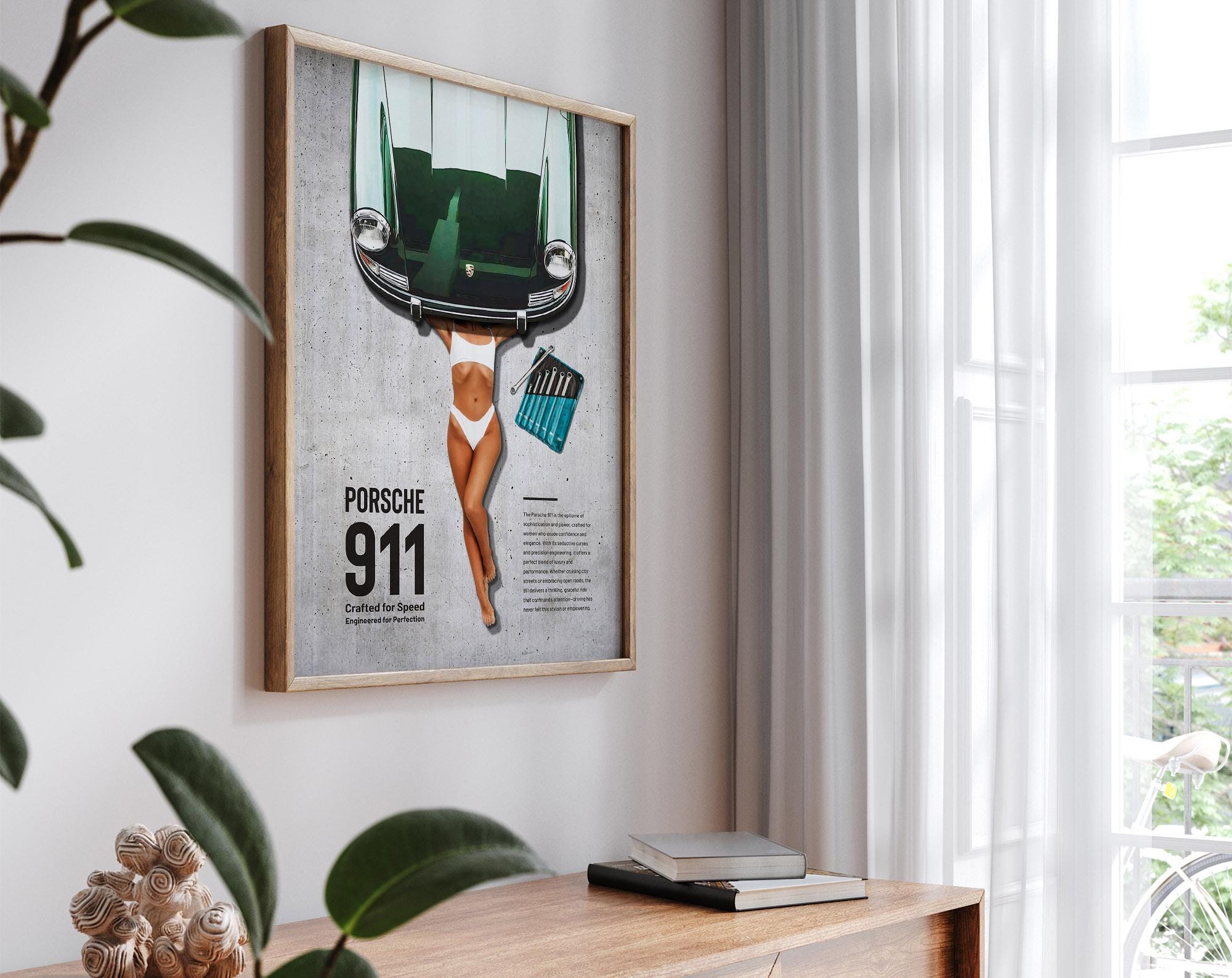 Affiche Porsche 911 Desert Drive - Vert - Taille Au Choix 12X16 à 24X36 - Impression D'art