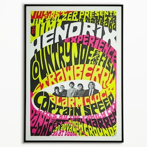Vintage Hendrix Poster, Vintage Music Poster, Concert Print, Retro Print, Lineup Poster, Music Festival