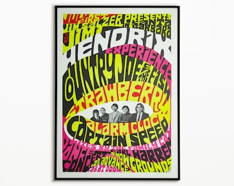 Jimi Hendrix Fillmore Poster – Vintage 60s Rock Art – 11x17