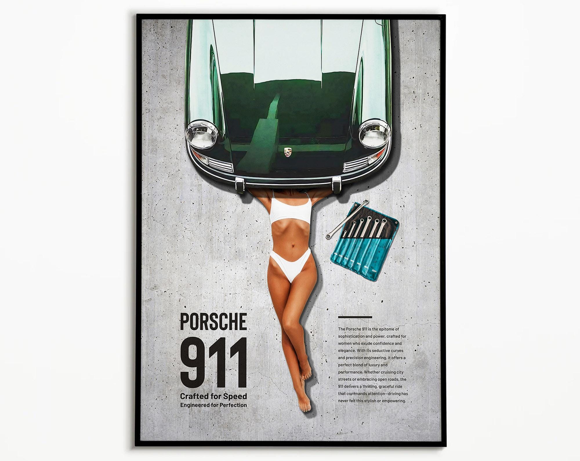 Green Porsche 911 Poster: Retro Car Wall Art - Etsy