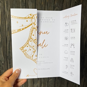 Indian Gatefold Wedding Invitation | Elegant Modern Gold Indian Wedding Invitation | Instant Download | White and Gold | Printable Template