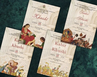 Königliche indische Hochzeit Vorlage, Einladungsbundle | Sofortdownload | lllustrierter Mehndi Sangeet Empfang | E-vite und Printable lädt ein