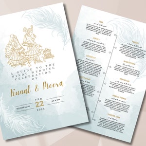 Programa de boda gujarati / Plantilla Canva personalizable de descarga instantánea de 5x7 / Guía de ceremonia de boda hindú gujarati / Pasos de Lagna