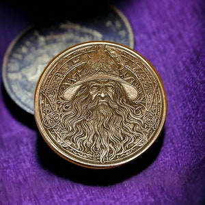 The Guiding Light - Brass Coin with Gandalf the Grey (Double-Sided)
