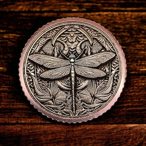 Delicate Wings - Brass Coin or Pendant with Dragonfly (Double-Sided)
