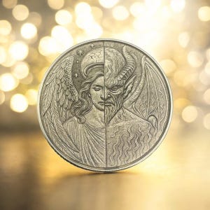 La dualità ci definisce – Moneta in ottone con Angelo e Demone / Simbolismo dell&#39;equilibrio / Moneta fantasy da collezione