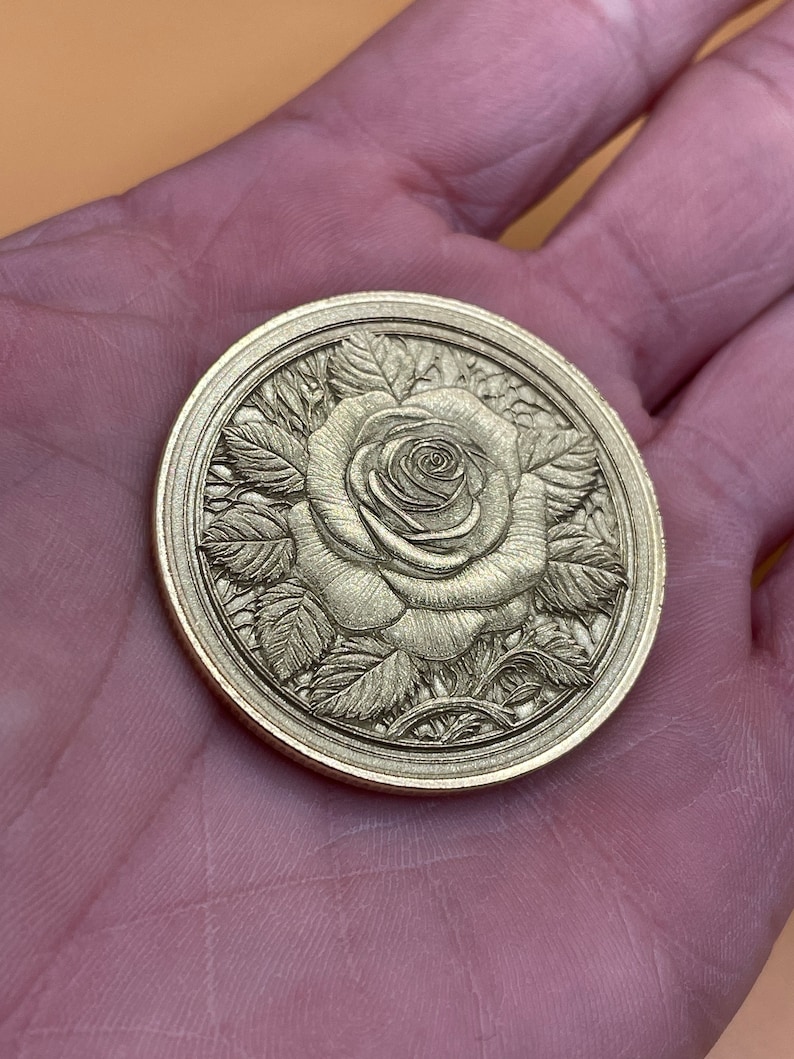 Eternally Enchanting Flower - Brass Coin With Rose (double-sided) - Etsy