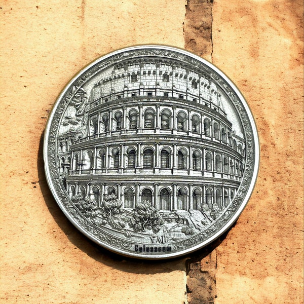 Timeless Wonder - Roman Colosseum Engraved Brass Coin (Double-Sided)