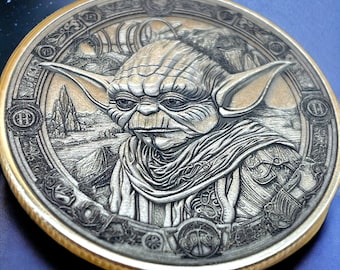 Master of Wisdom - Yoda Engraved Brass Coin