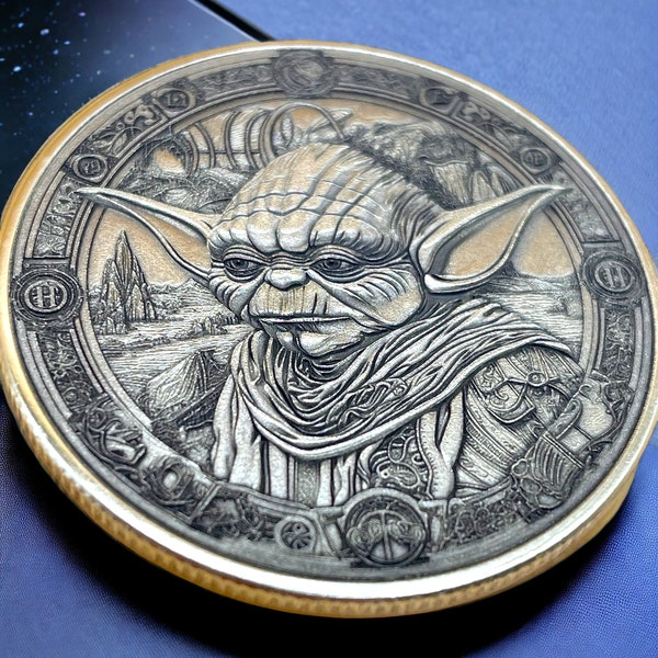 Master of Wisdom - Yoda Engraved Brass Coin (Double-Sided)