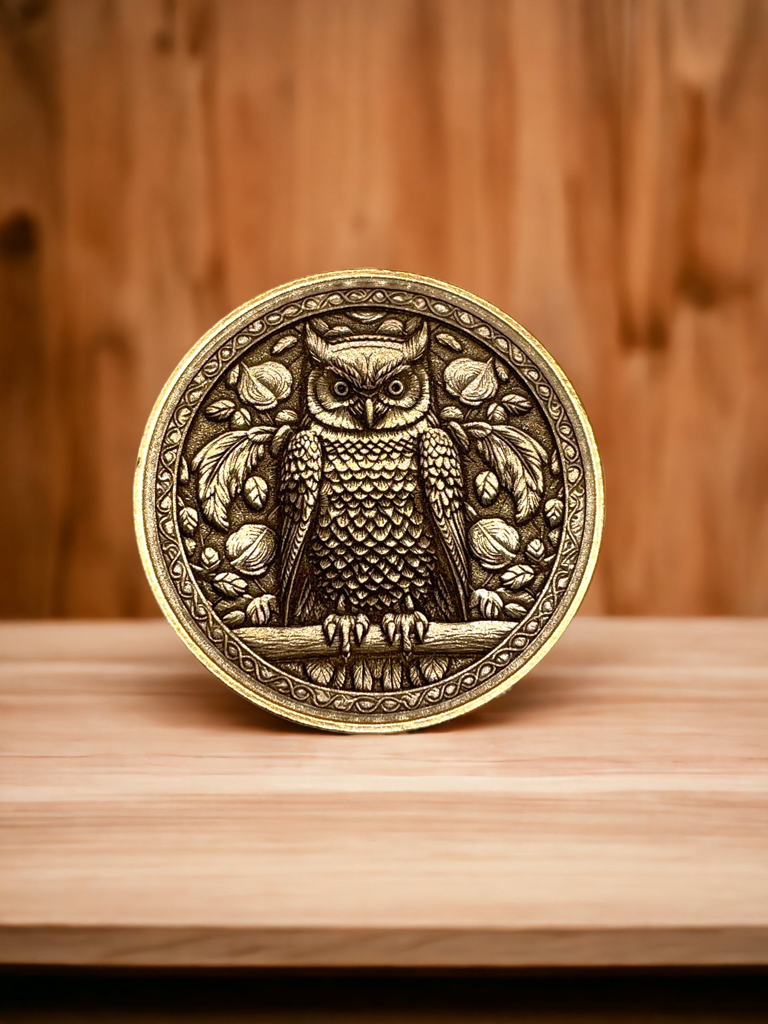 Mystical Owl - Brass Coin or Pendant of Wisdom and Serenity (Double-Sided)