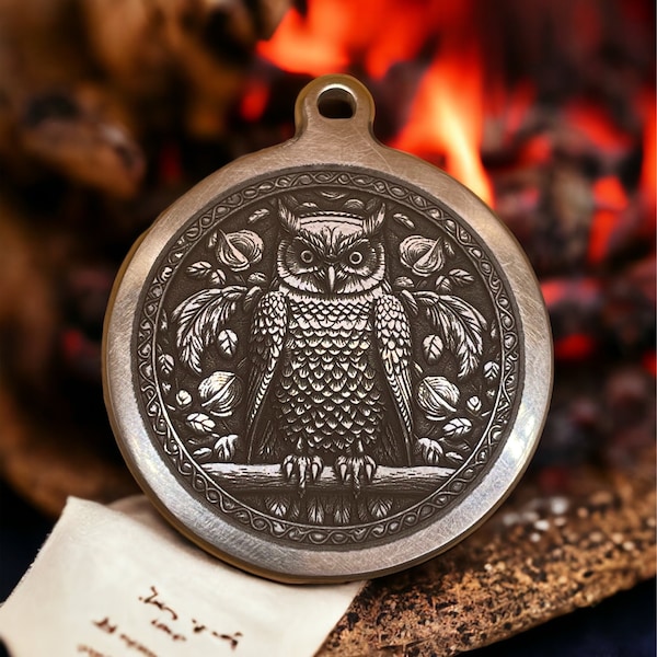 Mystical Owl - Brass Pendant of Wisdom and Serenity