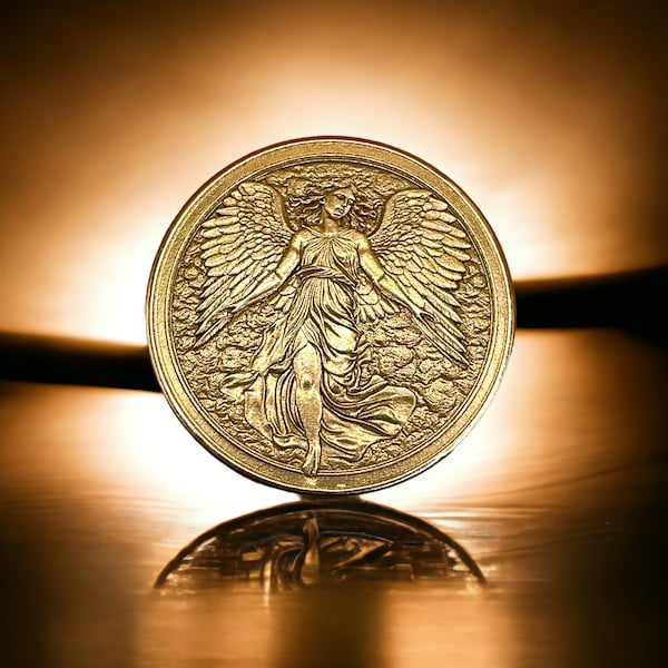 Divine Serenity - Brass Coin with Angelic Figure (Double-Sided)