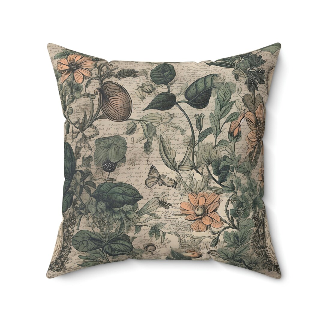 Botanical Elegant Decorative Pillow Square Cushions Etsy