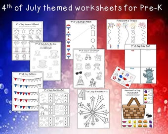 4th of July Themed preschool Worksheets