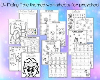 Preschool Fairy Tale Themed Worksheets Digital Download